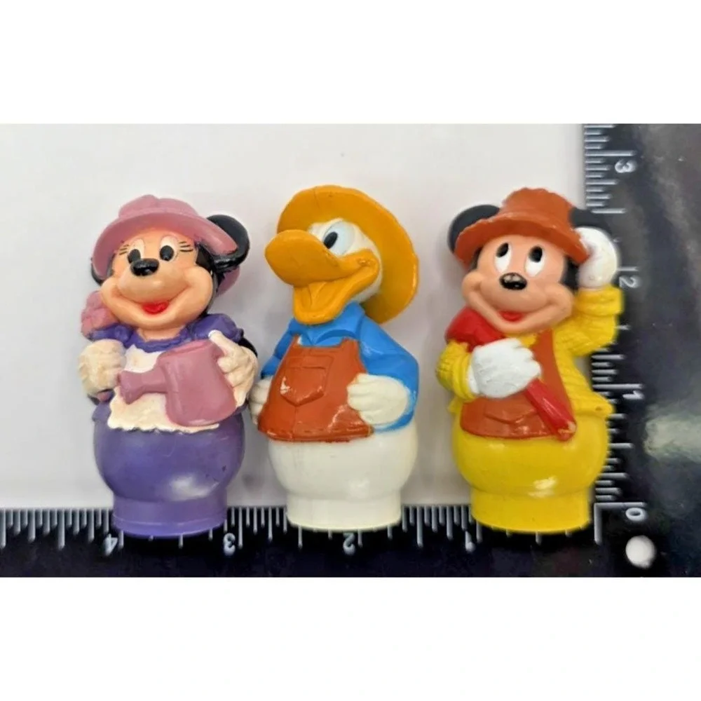 Vintage ARCO Disney Figurines Mickey Minnie Donald Farming Lot of 3 Cake Toppers